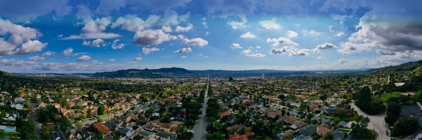 Drone shot of Burbank neighborhoods