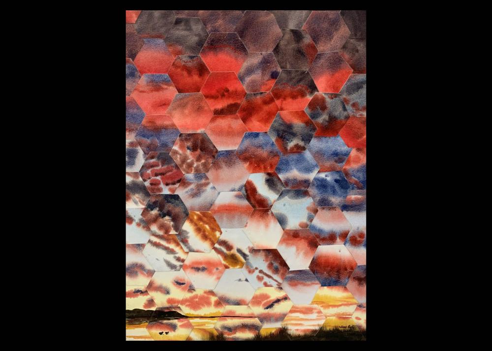 Jeni Bate Red Morning with Two Ducks Image