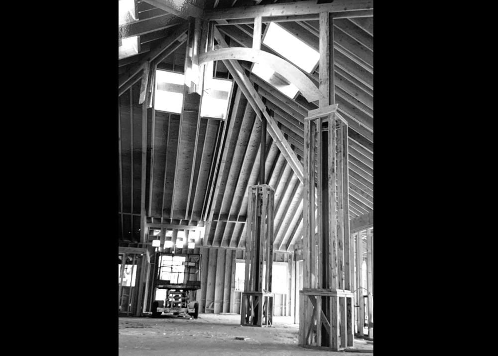 Interior ceiling view during 1980's remodel Image