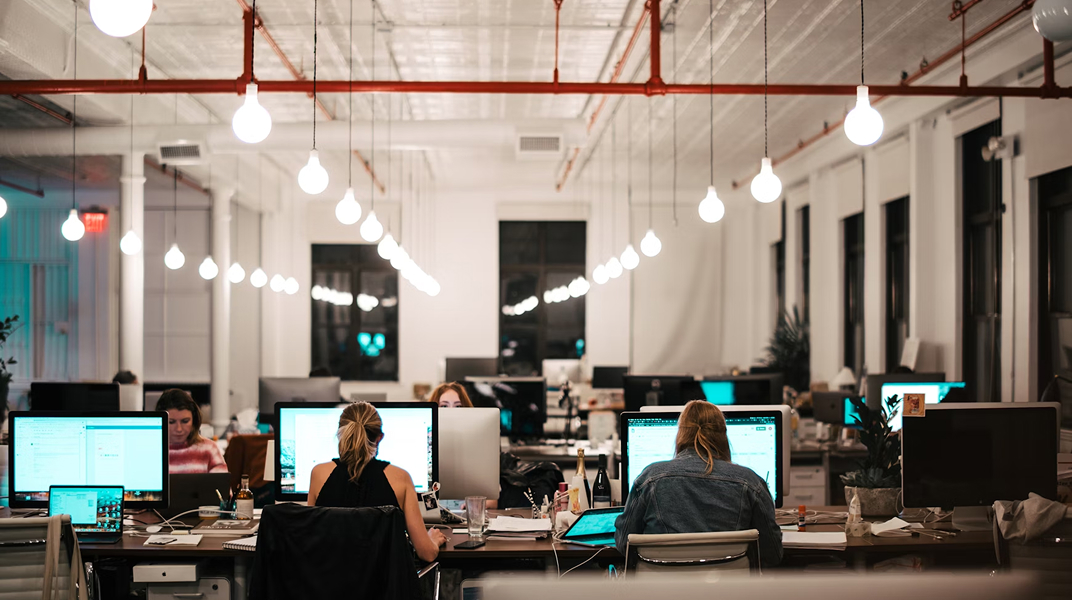 interior of an office with open floor plan