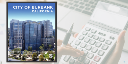 Graphic of apartment buildings with City of Burbank skyline in background for the Renters Relocation Program.