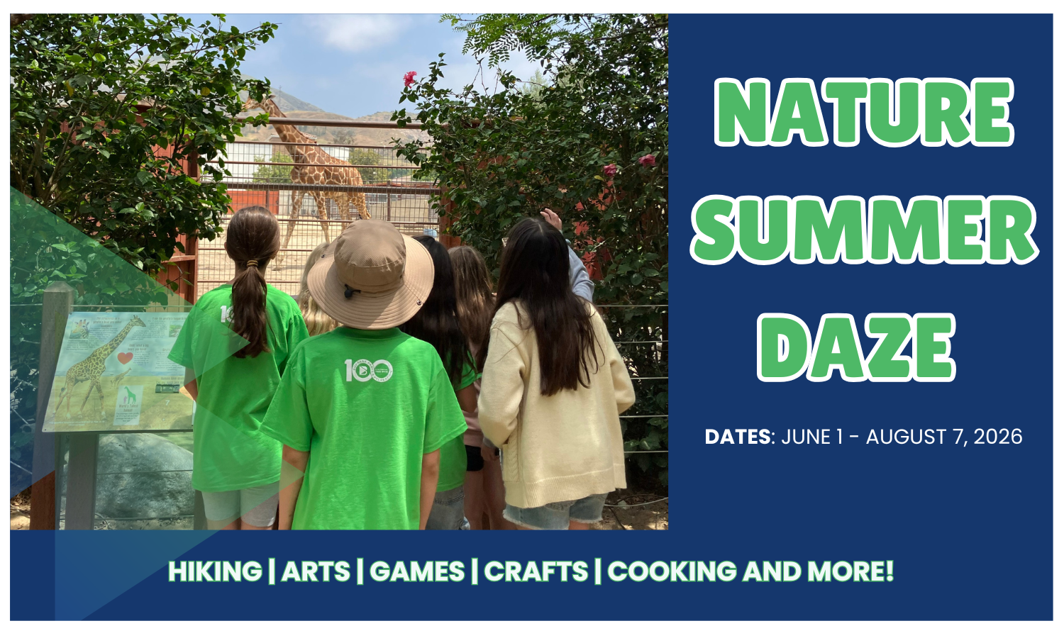 Picture of kids at summer camp field trip with title Nature Summer Daze