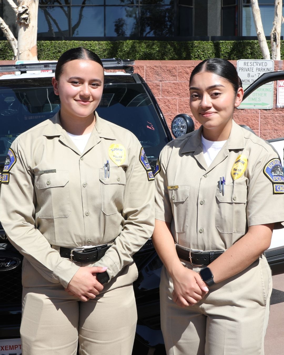 Burbank police cadets smiling outside