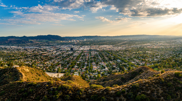 Burbank suburbs, showing lawns and houses