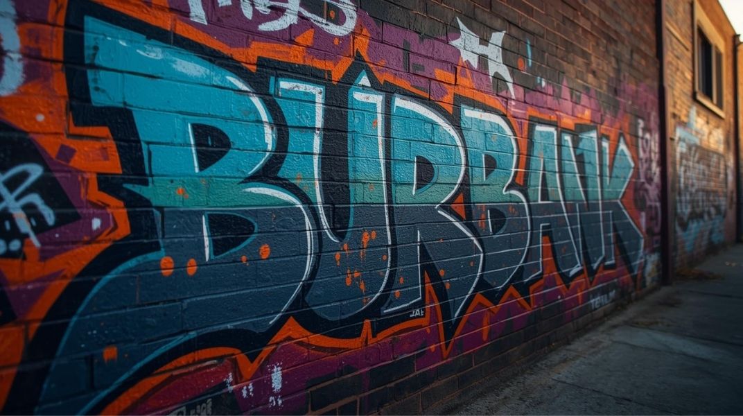 Grafitti of the word "Burbank"