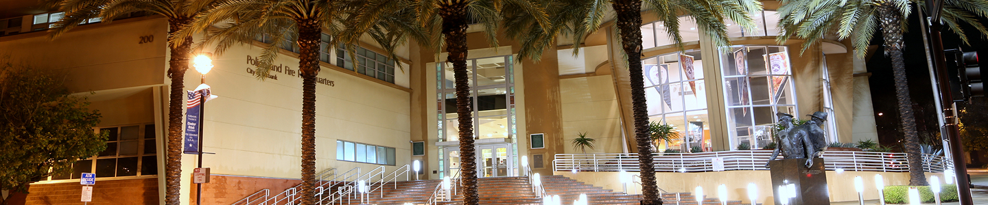 Burbank police headquarters at night