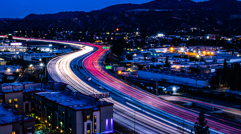Night scene of the Burbank cityscape