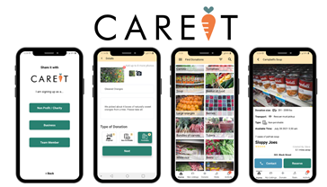 The CAREIT logo above four smart phones; the CAREIT app is displayed each screen.